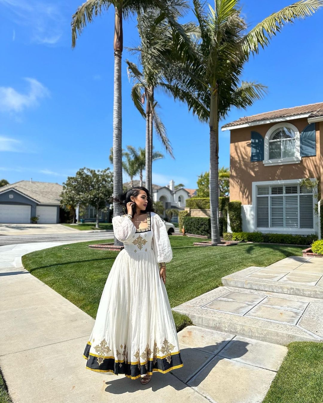 Gorgeous Tilf Habesha Kemis with Shimena Dress and Regal Menen Fabric, Habesha Kemis, Eritrean dress, ሀበሻ