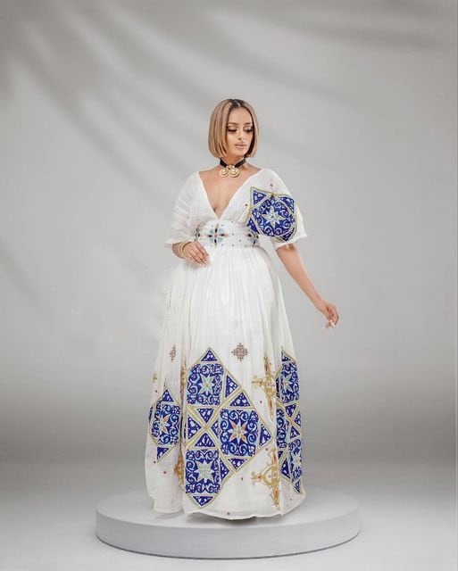 Alluring Blue Designs Ethiopian Dress Modern Habesha Kemis Design ሀበሻ