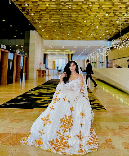 Exquisite Habesha Kemis with Gorgeous Tilf Design and Soft Menen Fabric, Habesha dress, Eritrean dress, ሀበሻ