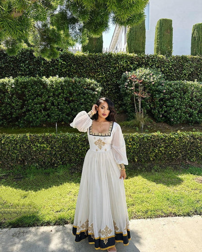 Gorgeous Tilf Habesha Kemis with Shimena Dress and Regal Menen Fabric, Habesha Kemis, Eritrean dress, ሀበሻ