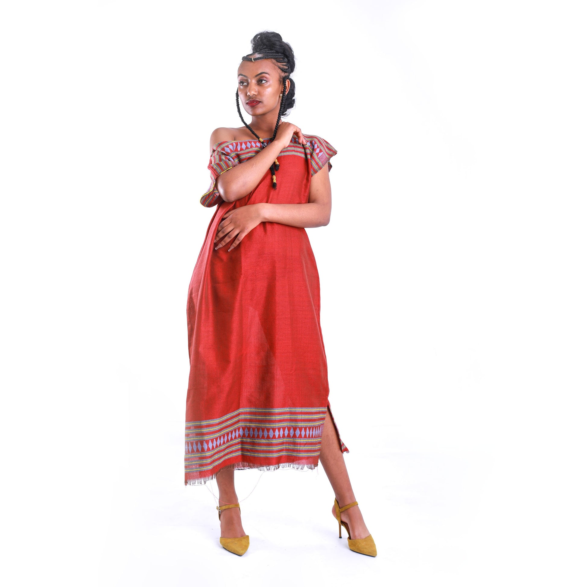 Ethnically handmade Habesha kemis Red summer habesha dress modern traditional dress  ሀበሻ ቀሚስ ሀበሻ ልብስ free size