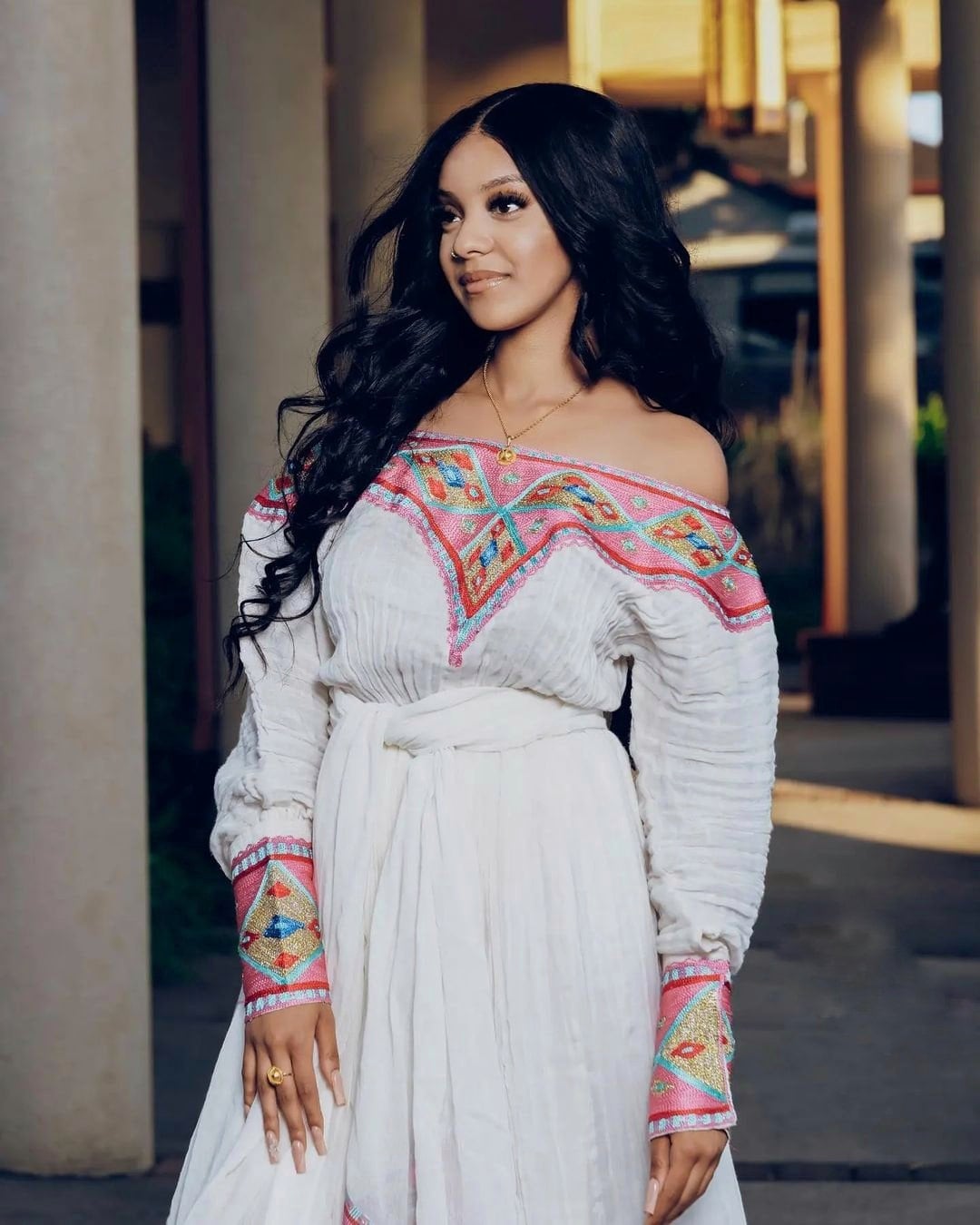 Pink tilf Ethiopian Habesha Dress Habesha Kemis modern Zuria Handwoven Traditional Ethiopian Dress ሀበሻ ቀሚስ ሀበሻ ልብስ