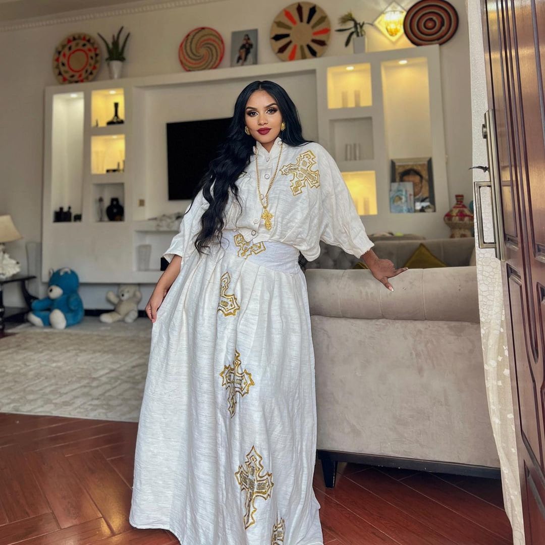 Handwoven Habesha Dress Ethiopian Traditional Dress Modern Habesha Kemis Habesha Libs Eritrean Dress ሀበሻ ቀሚስ ሀበሻ ልብስ