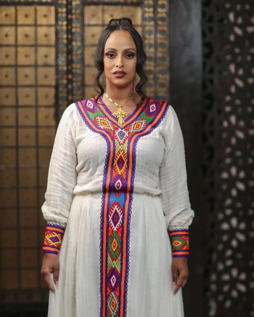 Modern Habesha Dress with Vibrant Colors in Cotton Modern Habesha Kemis Design Habesha Libs es00106