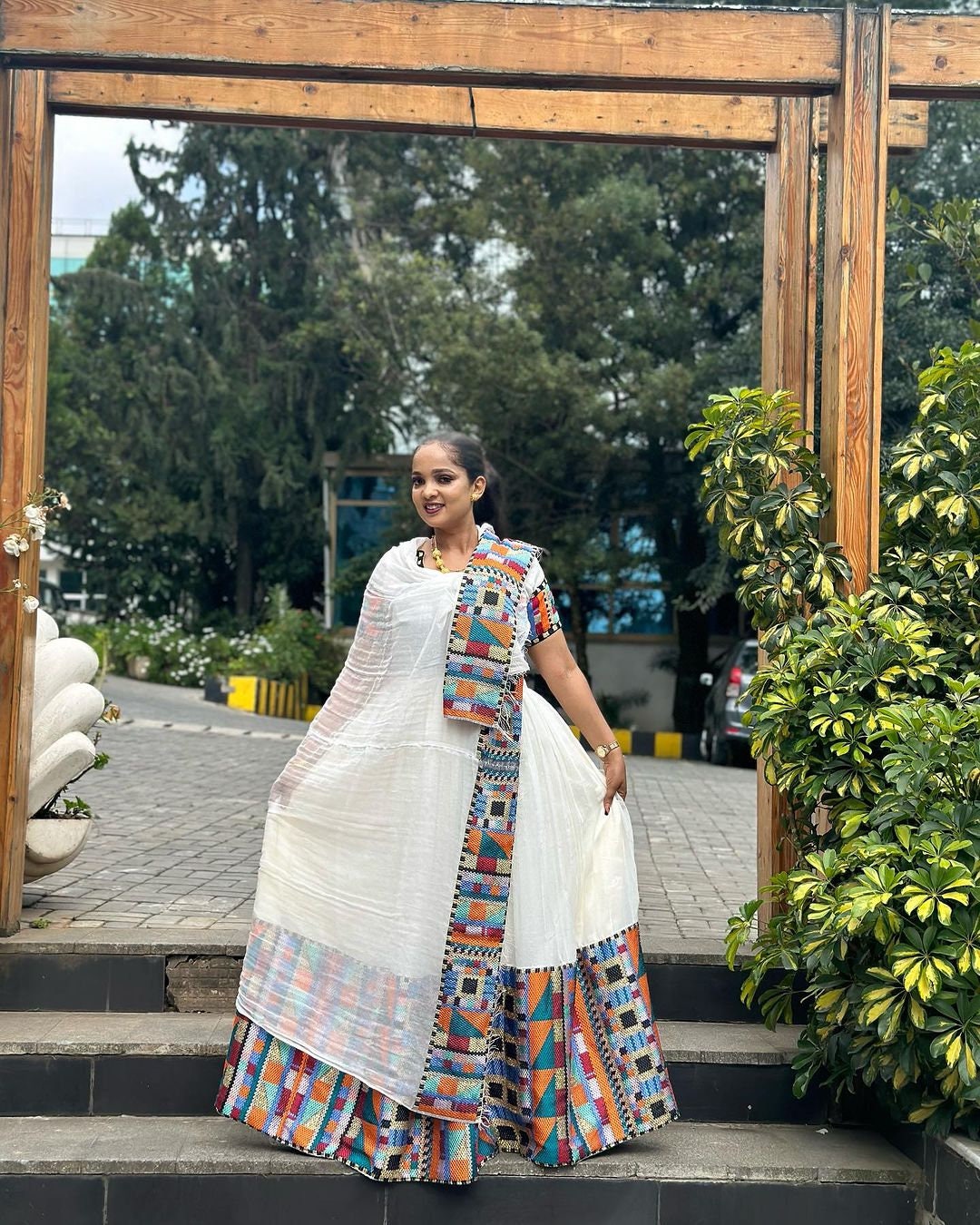 Vibrant Patterns Modern Habesha Dress with Colorful Design Habesha Kemis Habesha Libs es0072