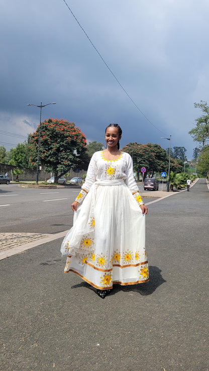 Simple Yellow Design Habesha Dress Modern Habesha Kemis Habesha Libs es00154