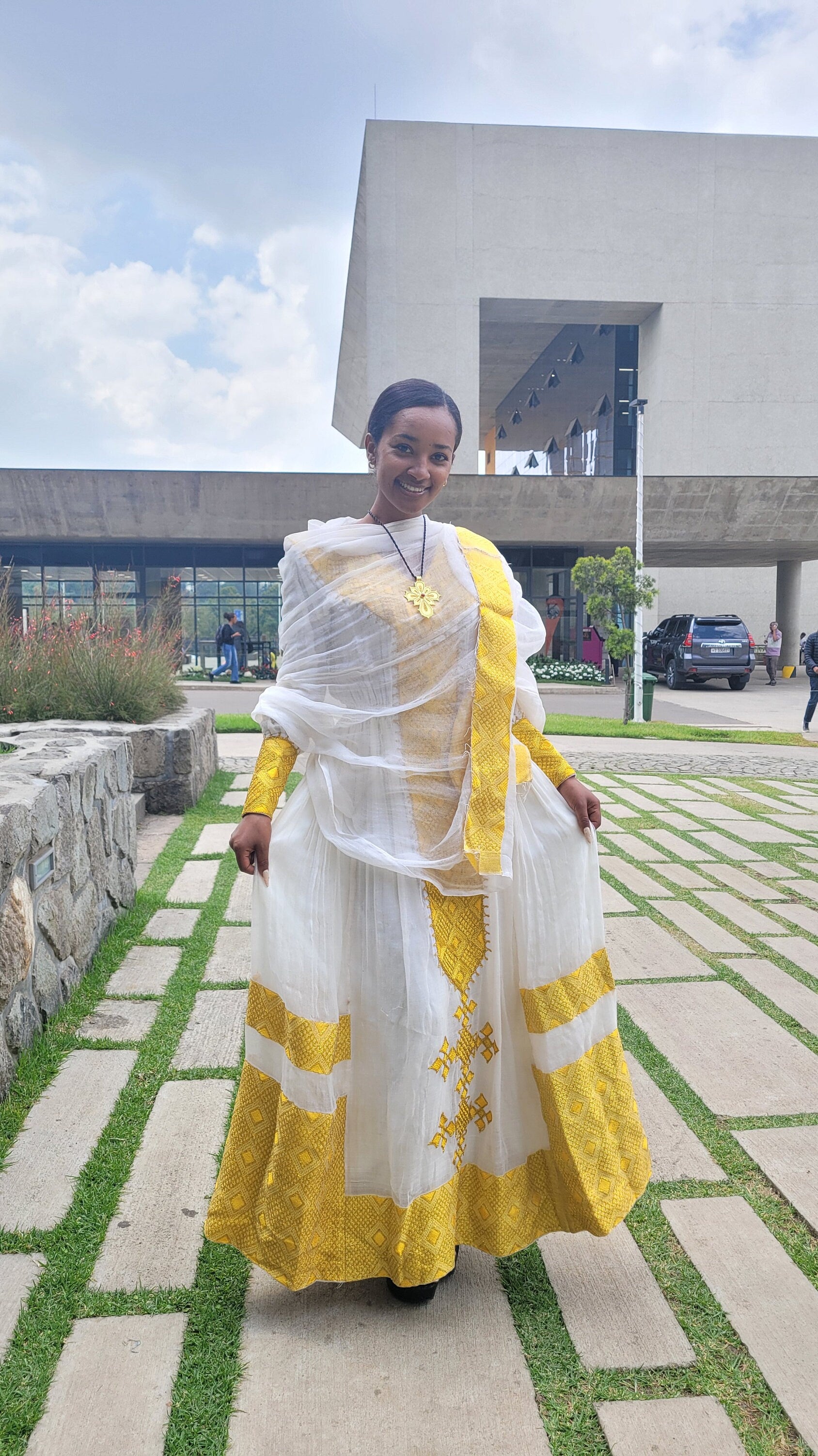 Yellow Design Elegant Habesha Dress Modern Habesha Kemis Habesha Libs es00157