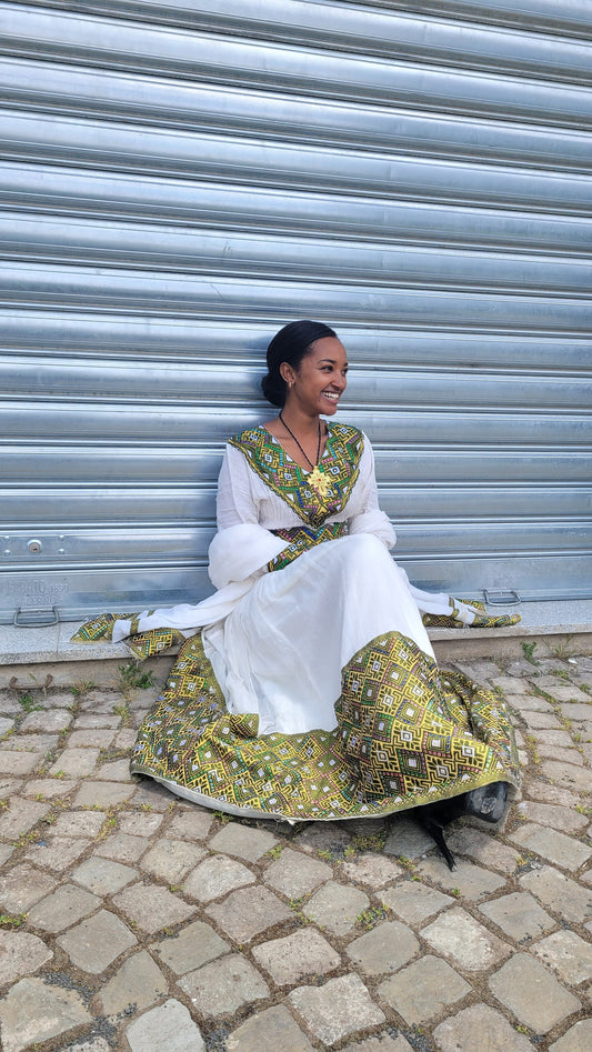 Green Tilet Habesha Dress Modern Habesha Kemis Habesha Libs es00159