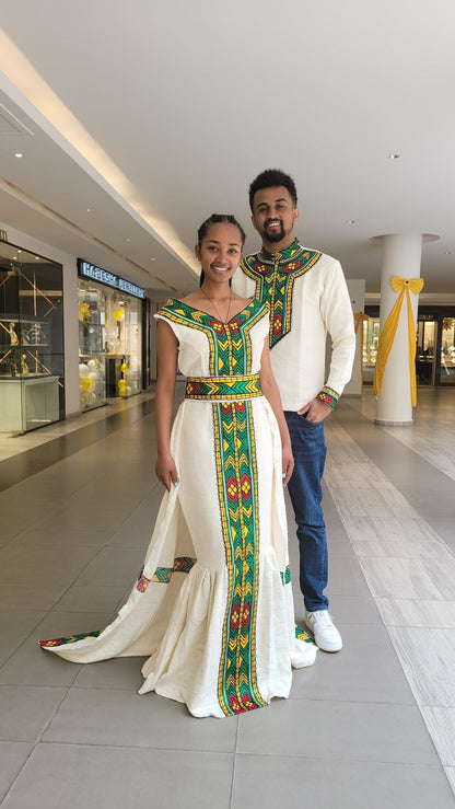 Ethiopian Couples' Outfit Habesha Couple's Outfit Habesha Dress ሀበሻ es00153