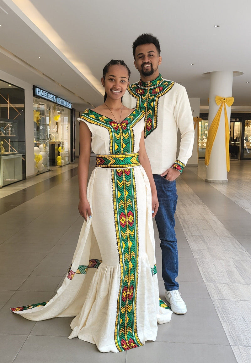 Ethiopian Couples' Outfit Habesha Couple's Outfit Habesha Dress ሀበሻ es00153