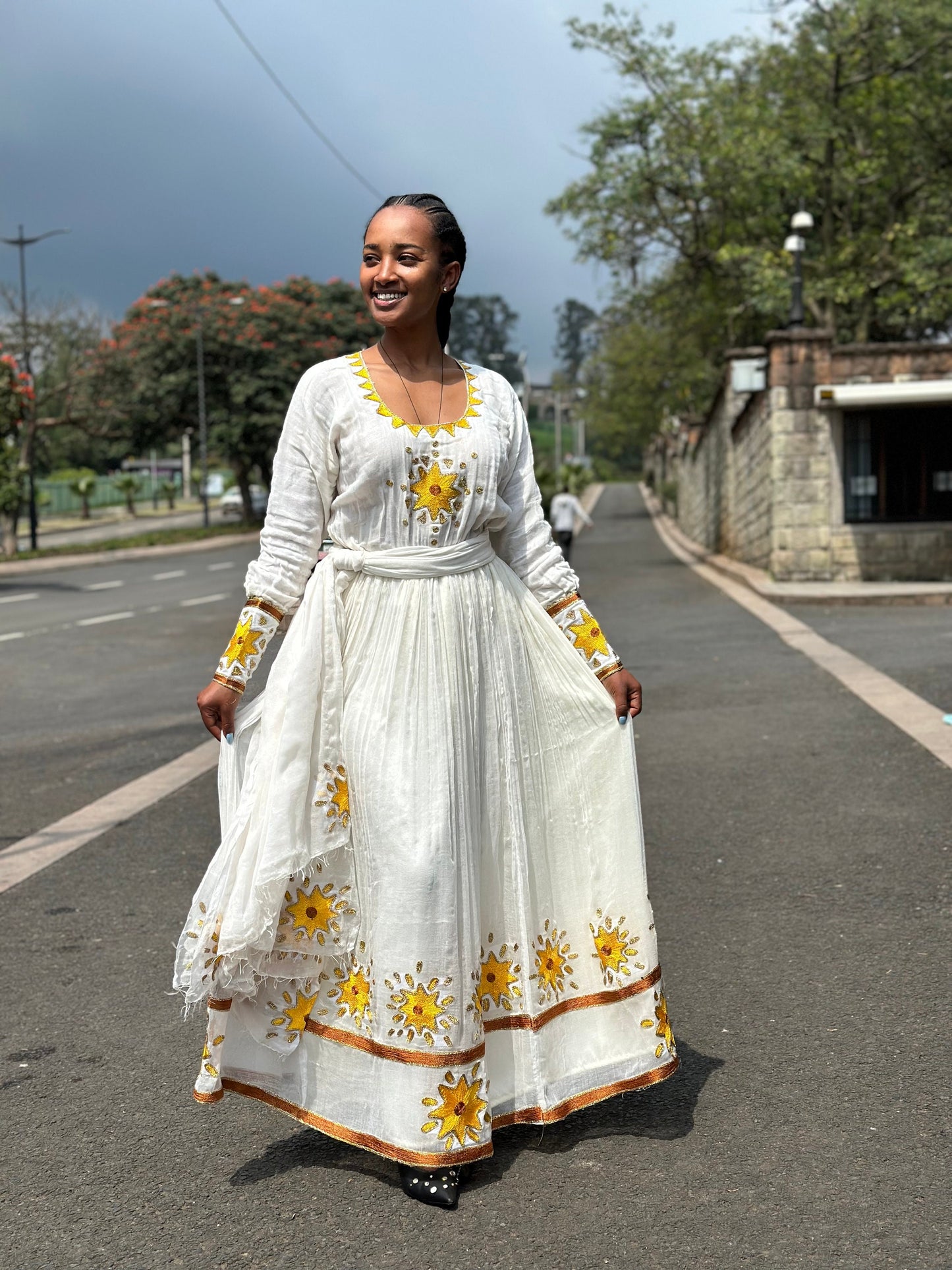 Simple Yellow Design Habesha Dress Modern Habesha Kemis Habesha Libs es00154