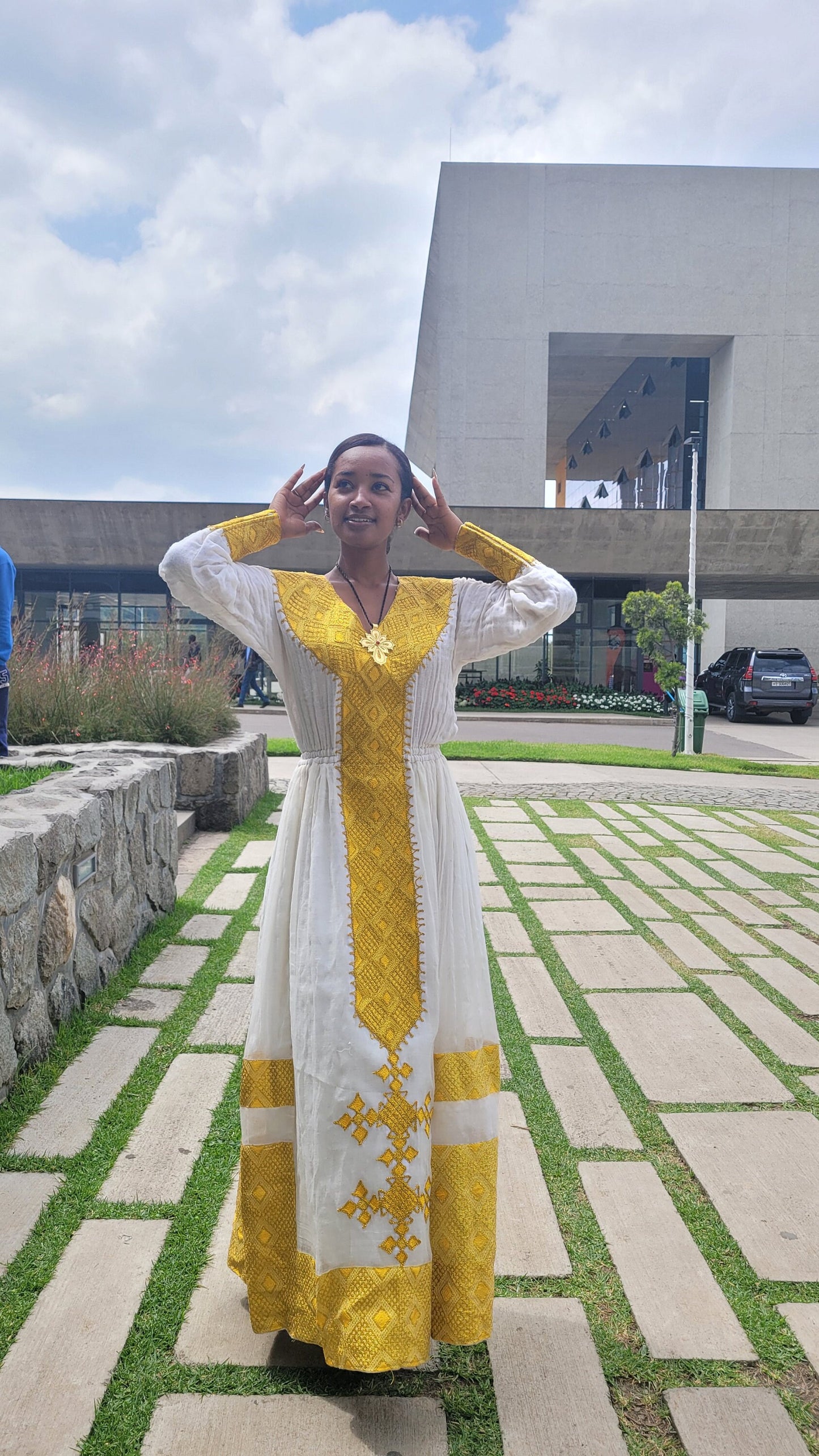 Yellow Design Elegant Habesha Dress Modern Habesha Kemis Habesha Libs es00157